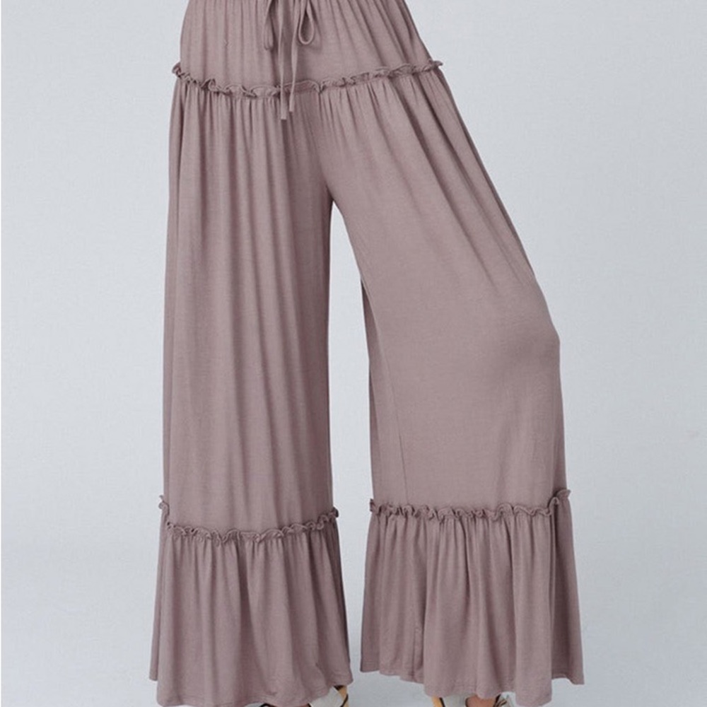 Wide Leg Ruffle Trim Pants - Picture 5 of 12